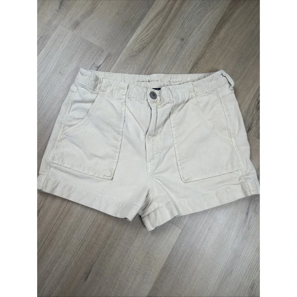 American Eagle Super Stretch Corduroy Shorts‎ Women Size 12 Cream Ivory Mid Rise